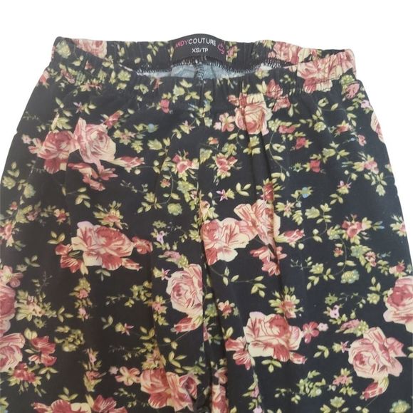 𝅺3 for $25 Candy Couture Floral Rose Leggings XS Extra Small - Picture 2 of 4
